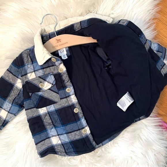 GAP Baby Blue Flannel Plaid Shirt Jacket/Shacket - Picture 6 of 8